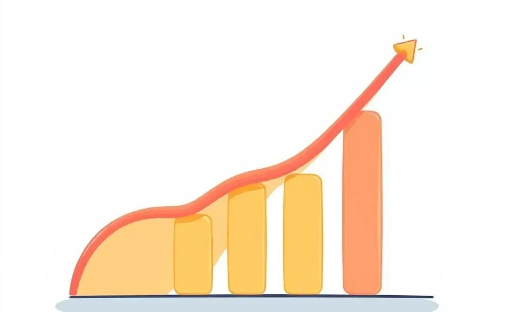A simplified cartoon-style graph showing the growth trend of an ETF investment