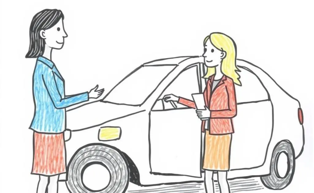 Two people exchanging contact information post-accident