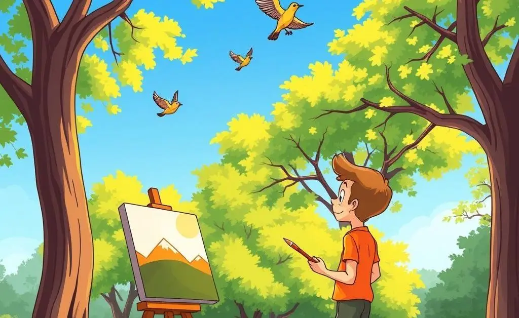 Person painting in a park