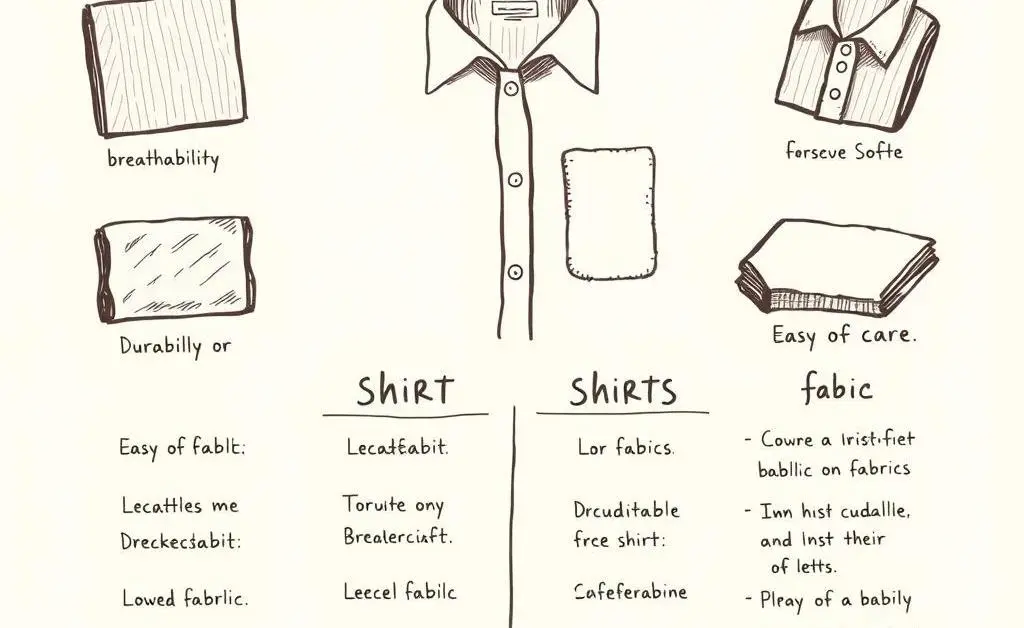 An infographic comparing different shirt fabrics with benefits listed