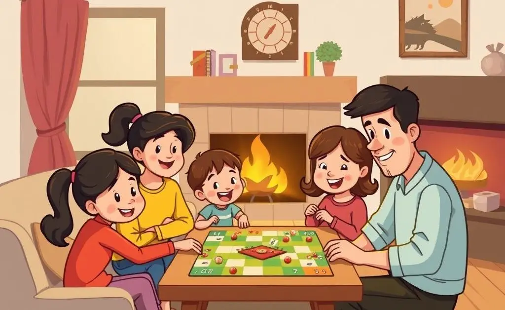 Family enjoying a board game night together.