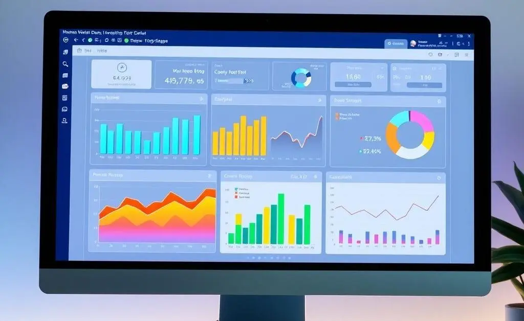A computer screen displaying budgeting software with graphs and charts.