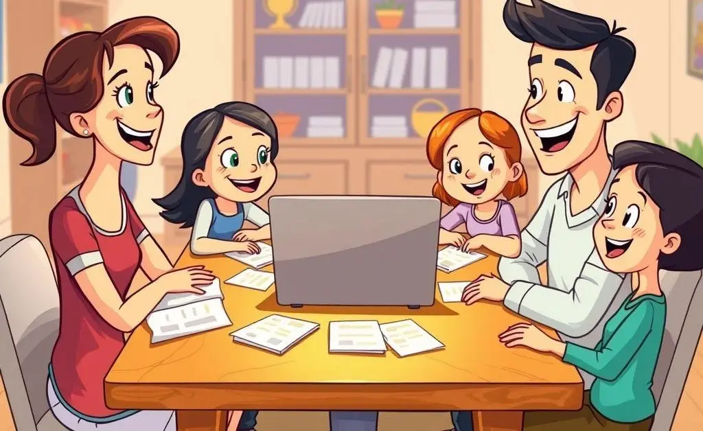 Family discussing insurance options around a table