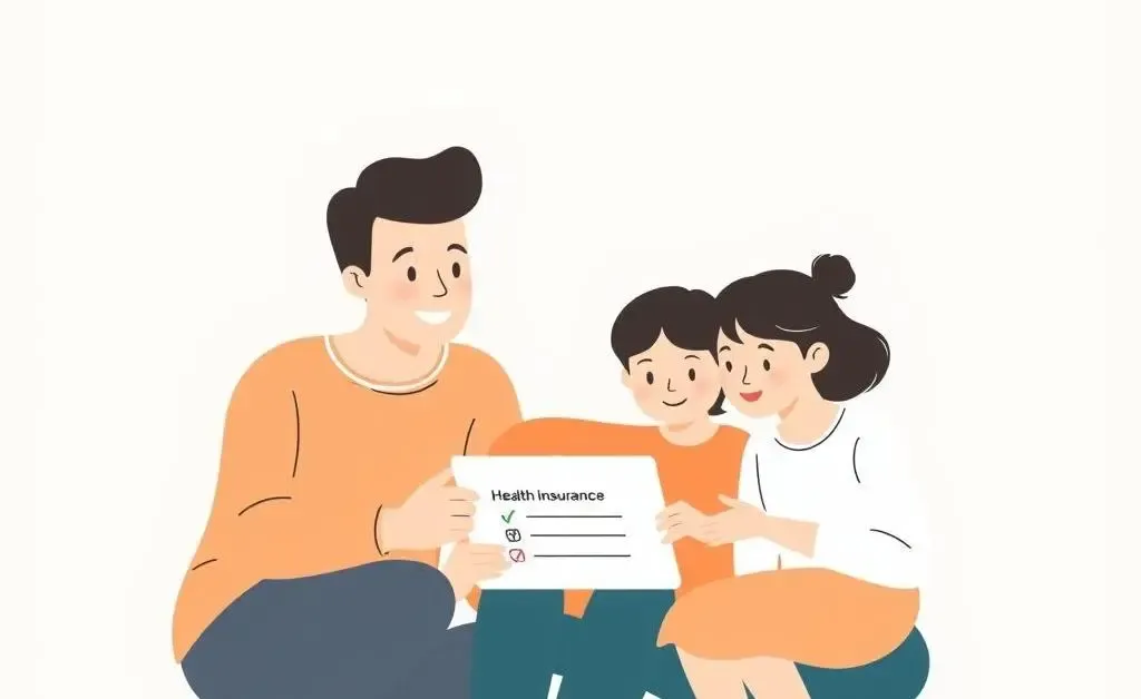 Family discussing health plans on a tablet