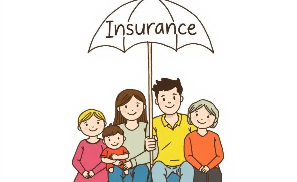 Family under an insurance umbrella
