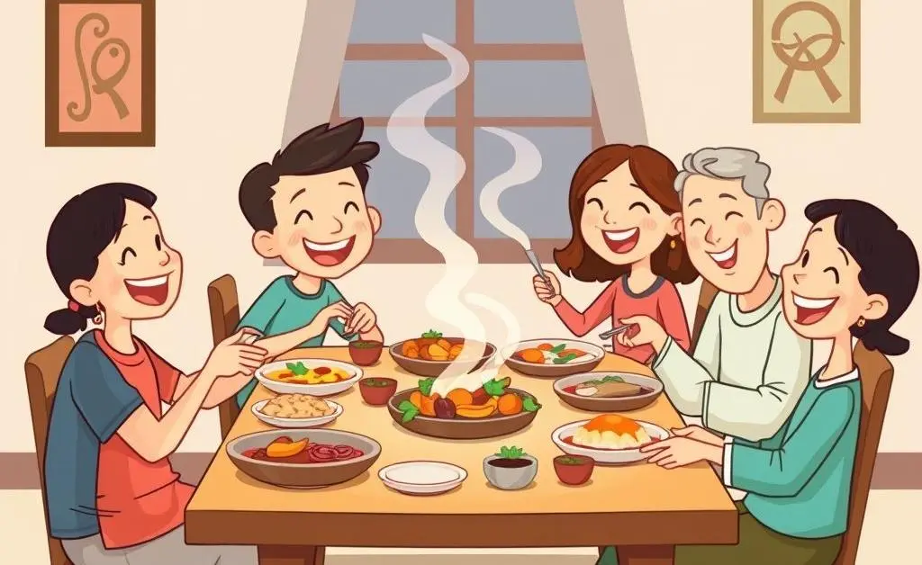 Family enjoying a meal together