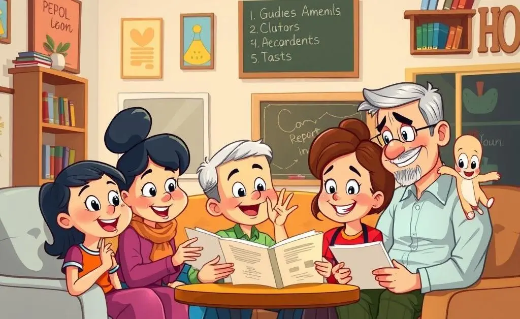 Family discussing school and grades