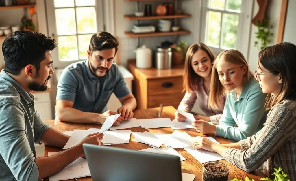 Family discussing health insurance options