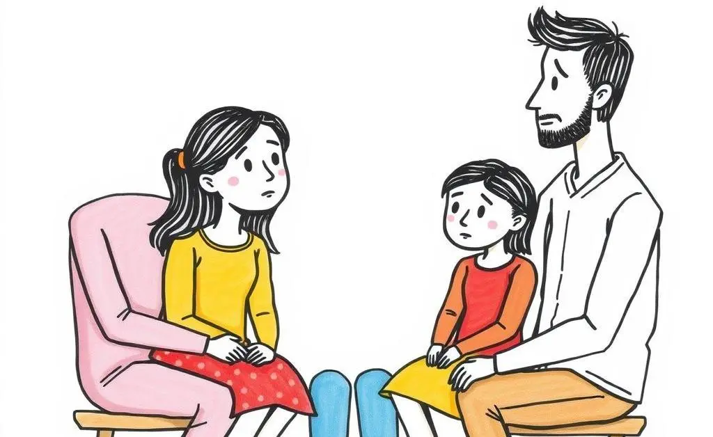 A family discussing a serious topic