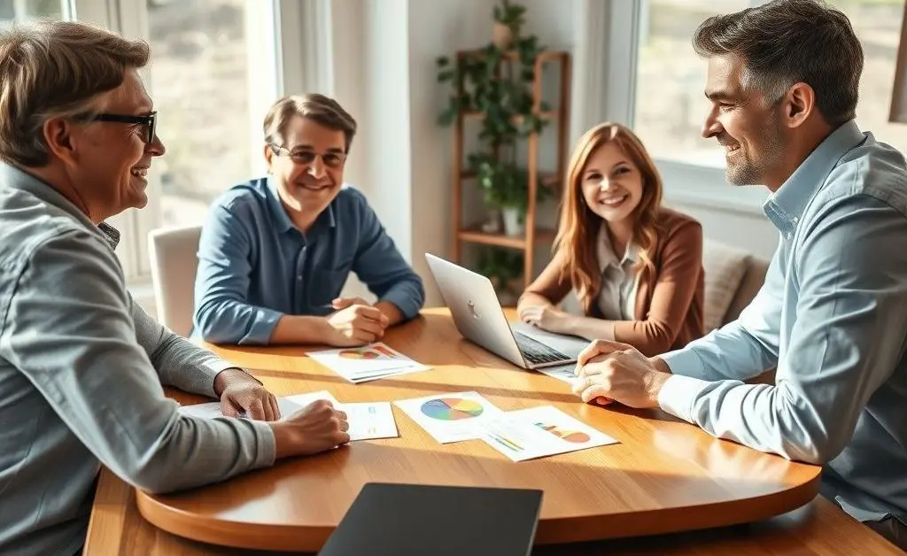 A family having a life insurance discussion.