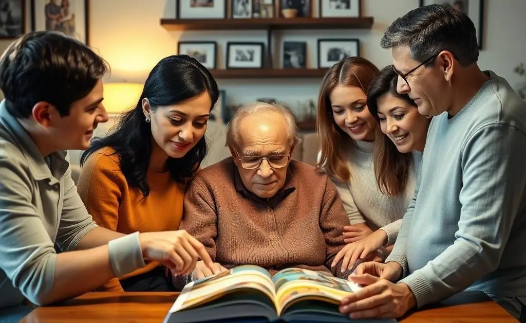 Family discussing healthcare plans with elderly parent
