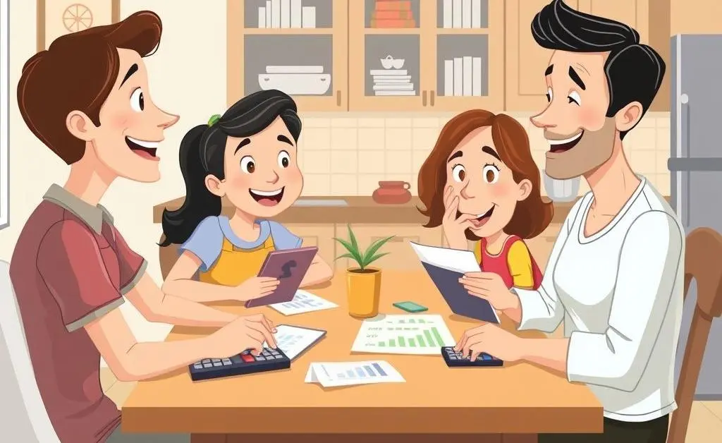 A family discussing finances.