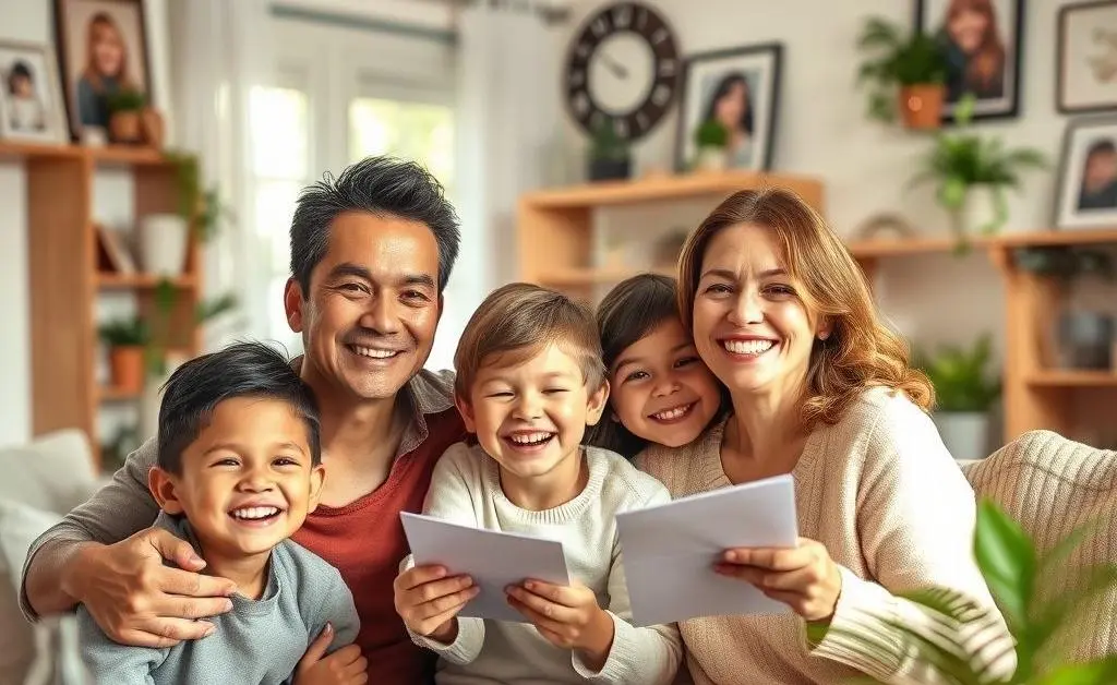 Happy family enjoying the benefits of a well-chosen insurance policy