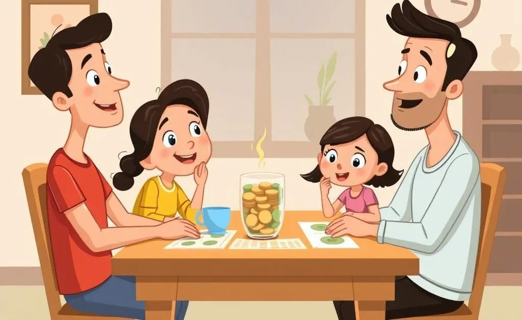 Family discussing finances.