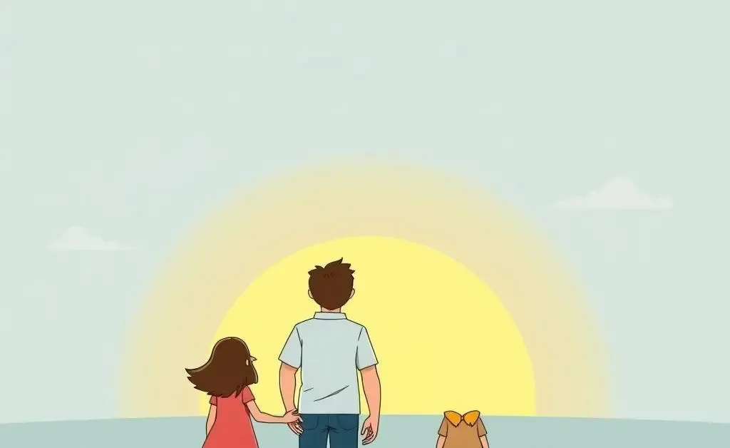 Family looking at a bright horizon, symbolizing a hopeful financial future