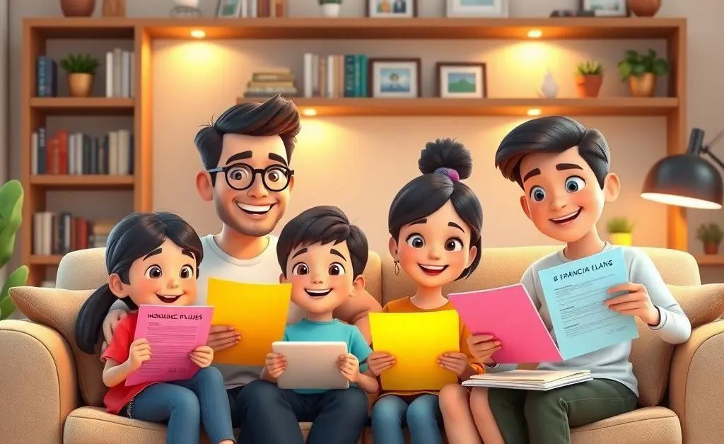 A family discussing future plans and insurance policies