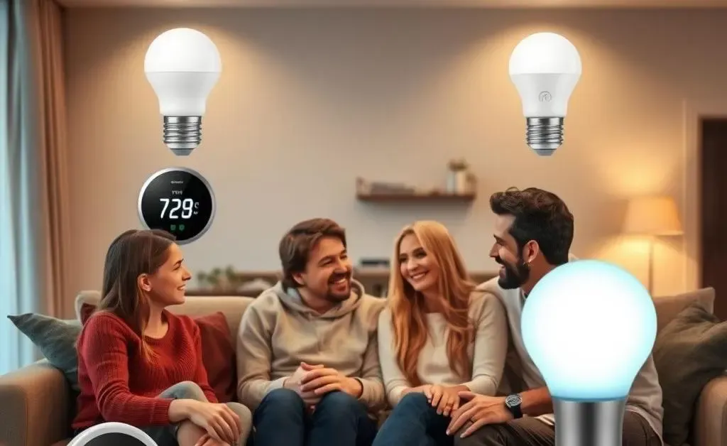 Family in living room enjoying energy-efficient home