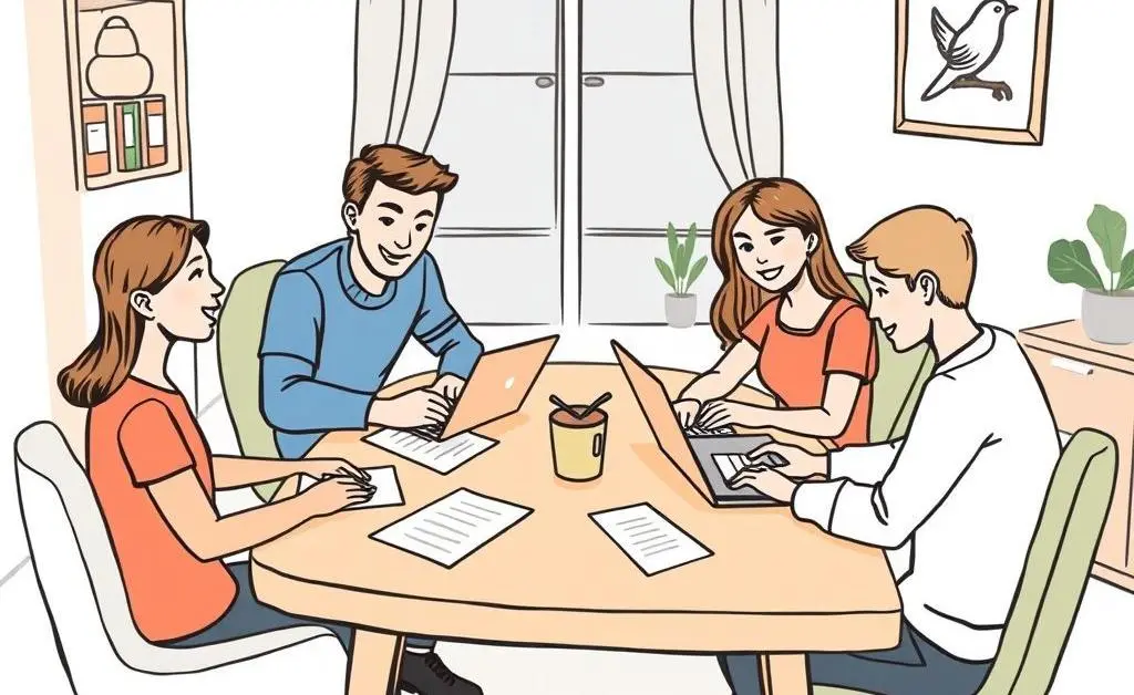 Family having a meeting at home.