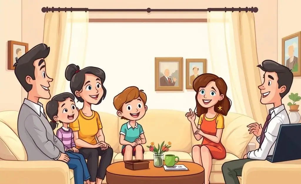 Family discussing insurance with an agent