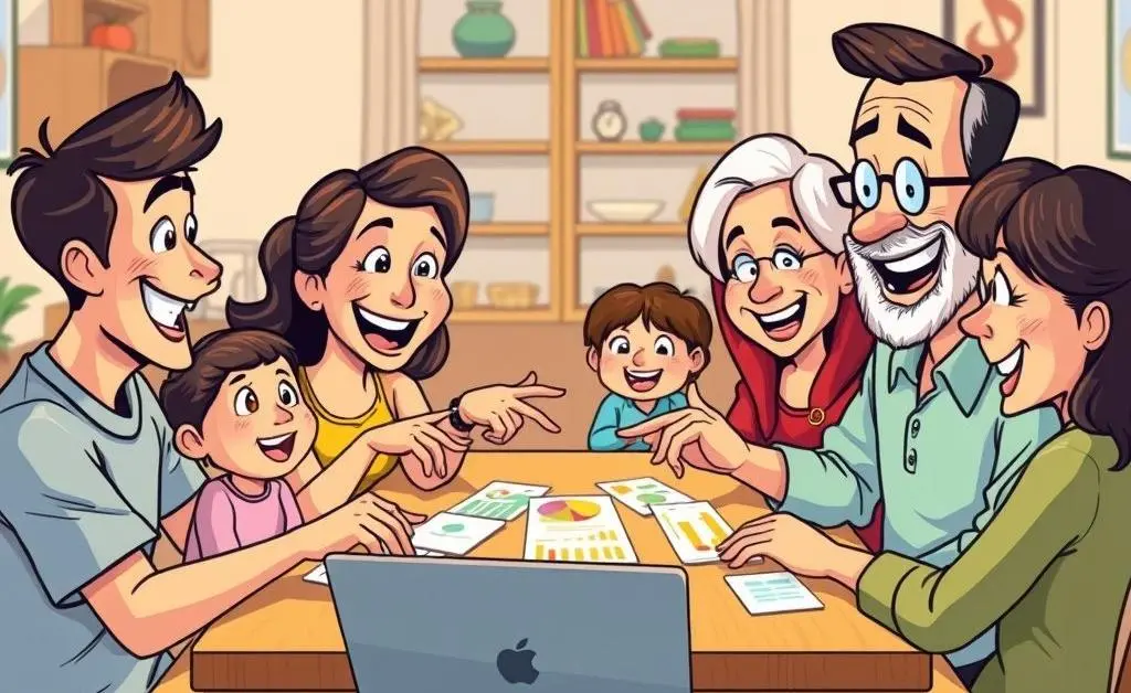Family discussing budget plans