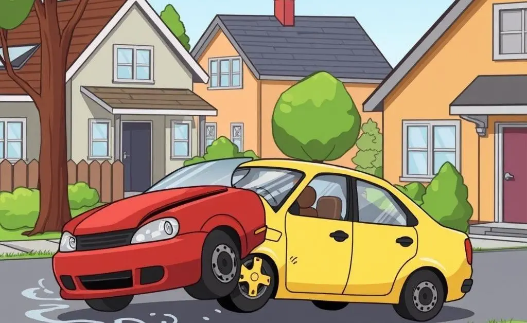 Scene of a minor car accident in residential area