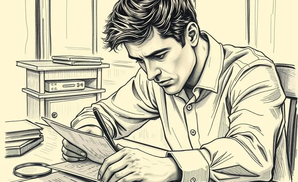 A person thoughtfully filling out small claims court paperwork