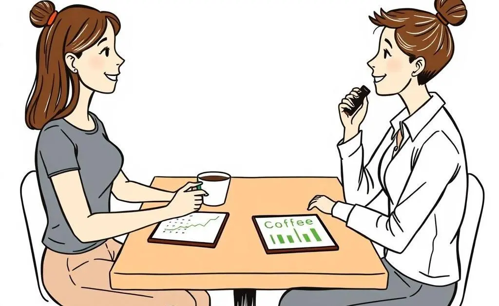 Two friends discussing finances over coffee