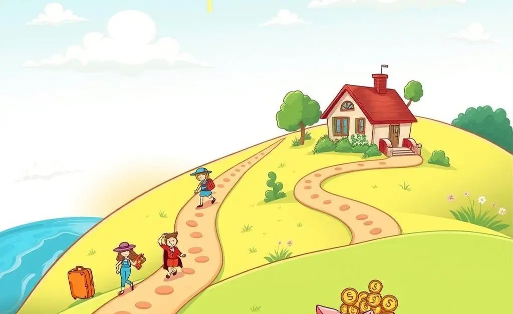 A path leading through different financial goals.