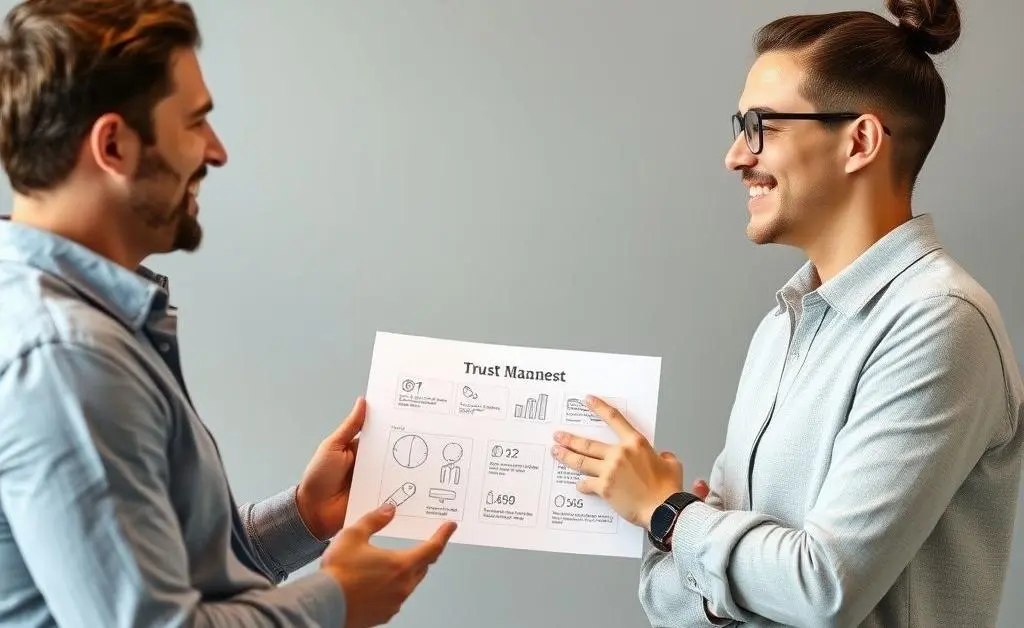 Conversation between two people about trust management