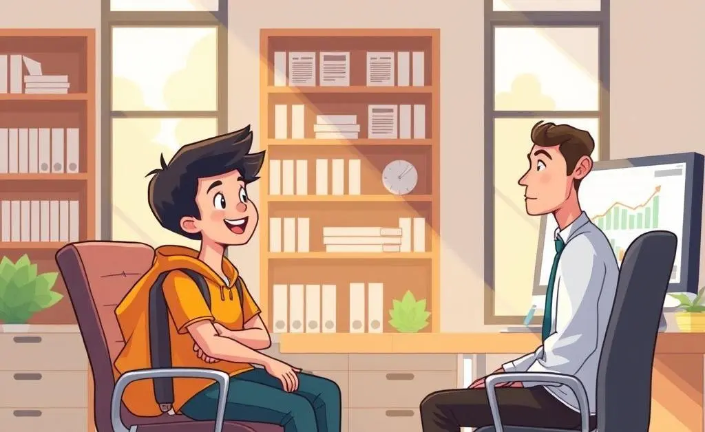 A student meeting with a financial advisor at the bank