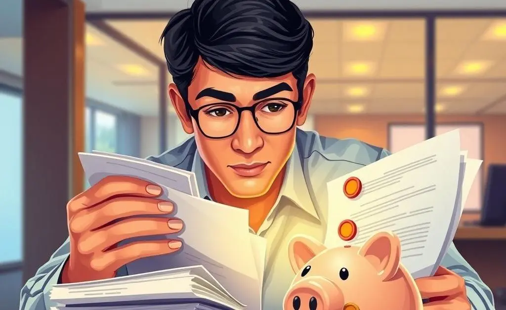 Person examining financial documents