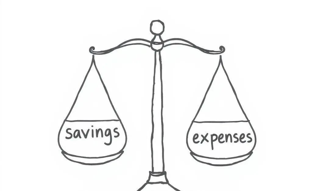 Balanced scales with savings and expenses.