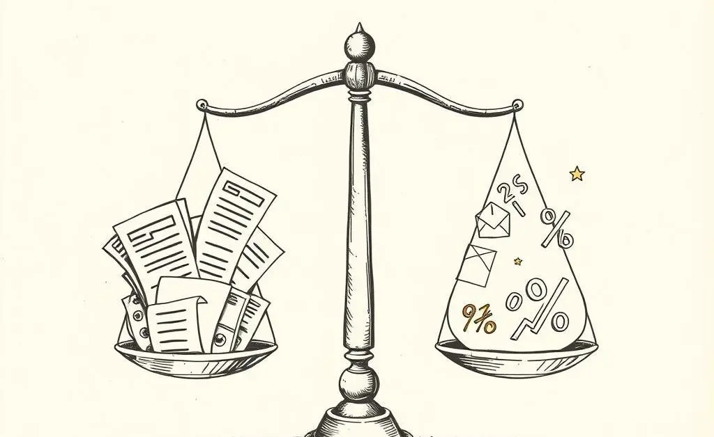 Financial scales balancing mortgage payments and interest rates
