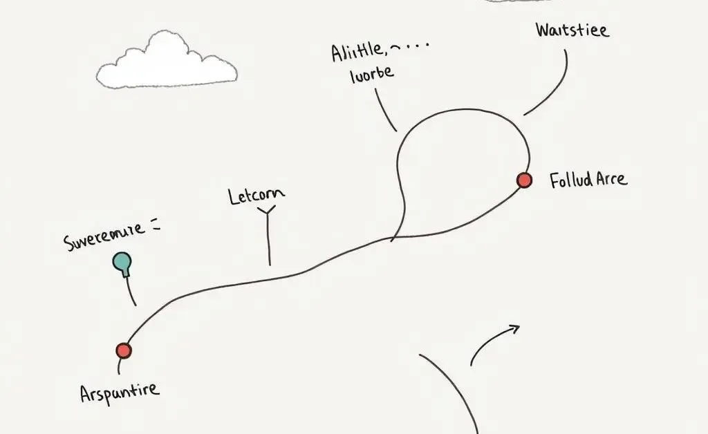 Hand-drawn style roadmap with different paths and financial milestones indicated along the way.