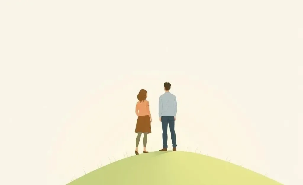 Minimalist image of a couple looking confident
