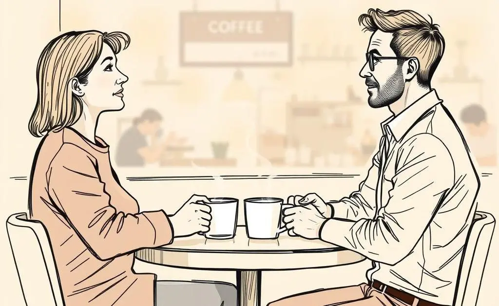 A person comfortably consulting with a financial advisor over coffee.