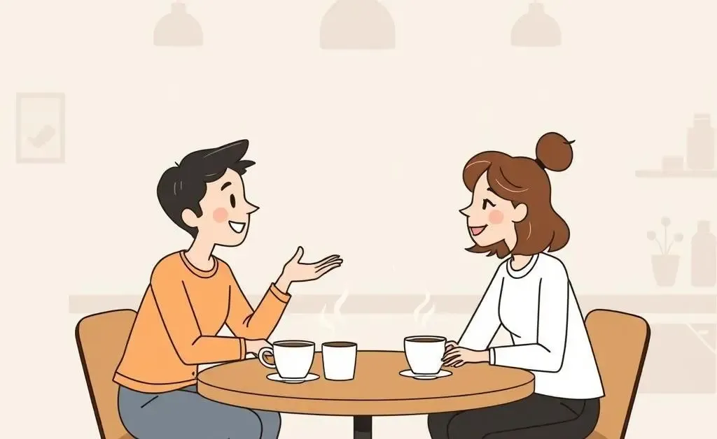 Friends having a financial conversation over coffee