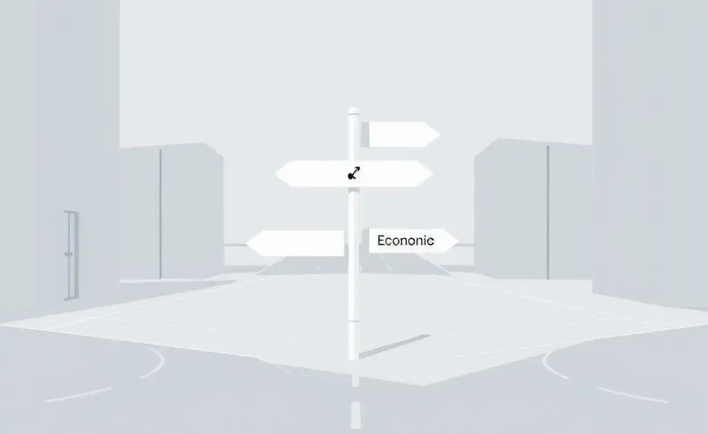 A minimalist image of a financial decision-making crossroads.