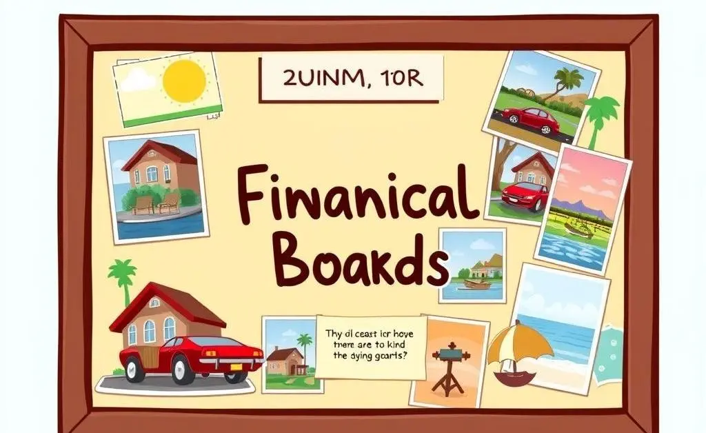 Vision board with financial goals