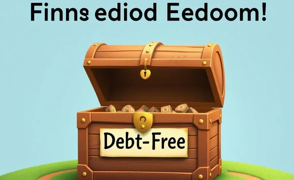 Image showing a treasure chest labeled 'Debt-Free'