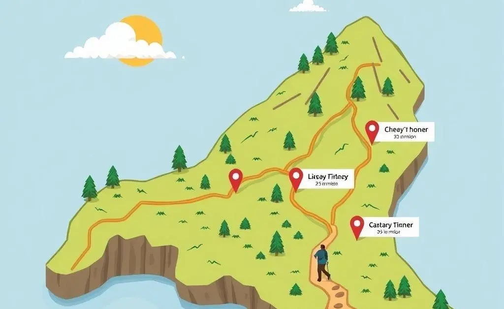 Map of financial goals resembling a hiking trail