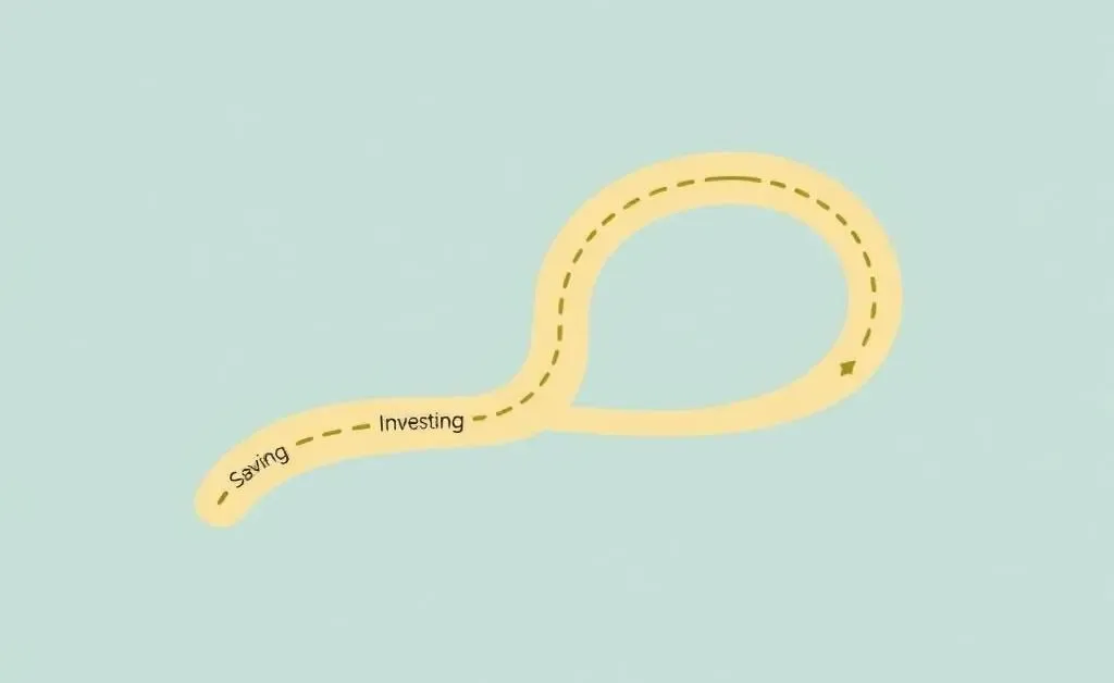 Financial journey path with milestones