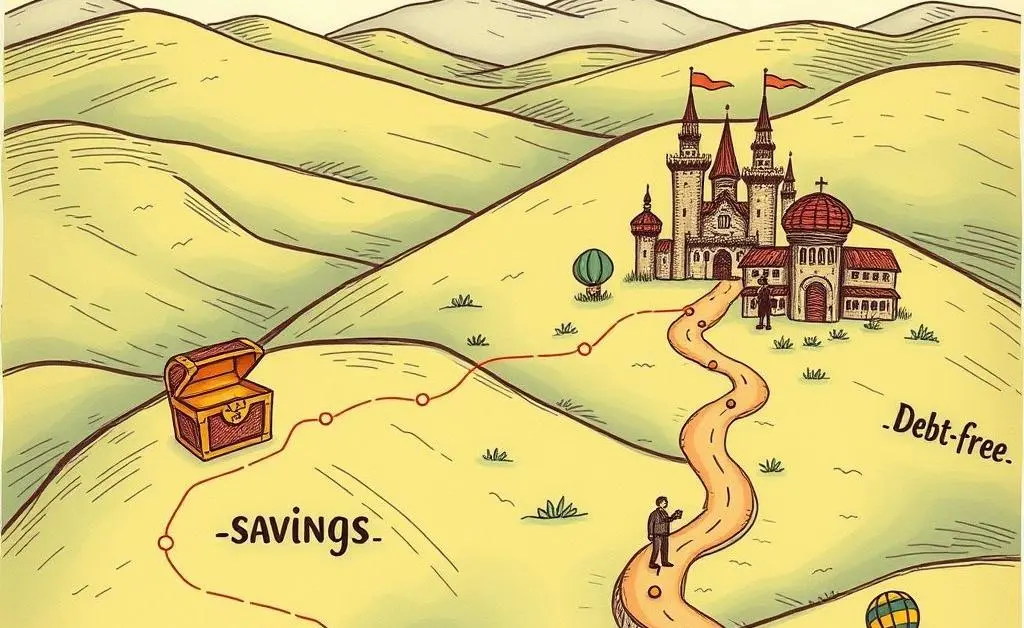 A journey map towards a financial goal.