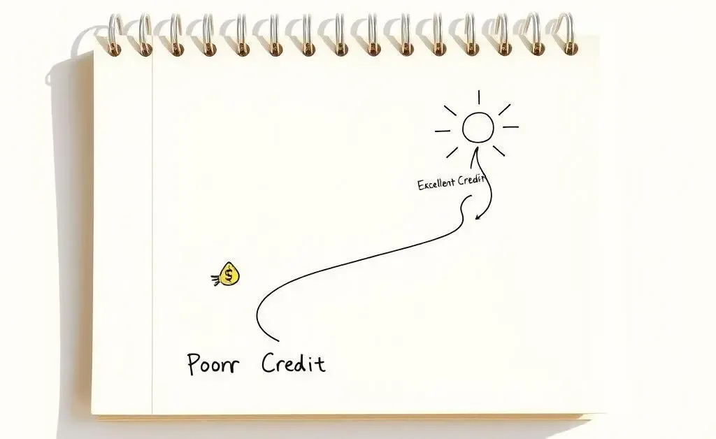 A plan showing a path from poor to excellent credit