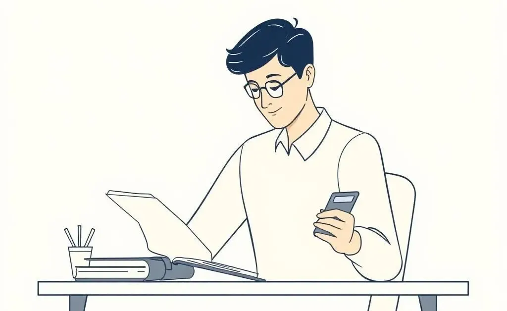 Person planning financial goals with a notebook and calculator.