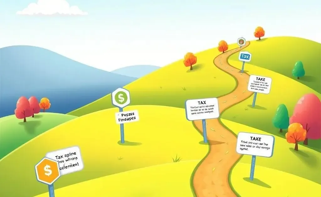 Roadmap to financial goals with tax milestones.