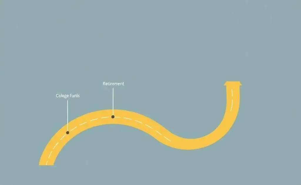 A roadmap marked with financial goal milestones.