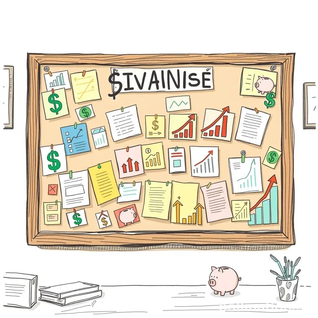Hand-drawn image of a vision board with financial goals