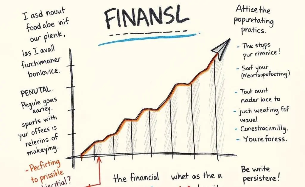 Chart showing progress toward a financial goal surrounded by motivational notes.