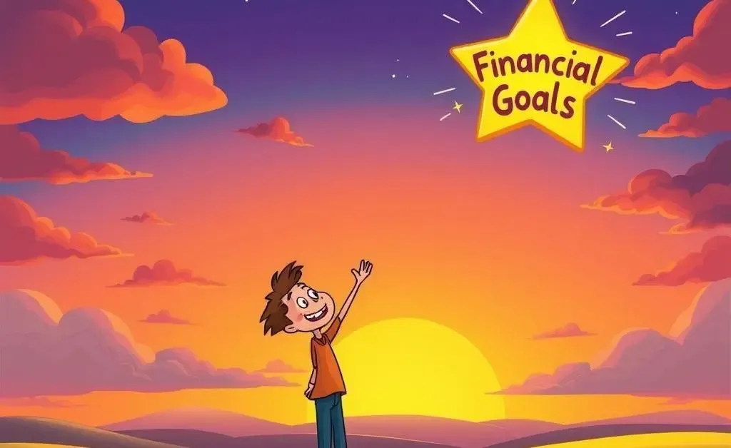 Person reaching for a star labeled 'Financial Goals'